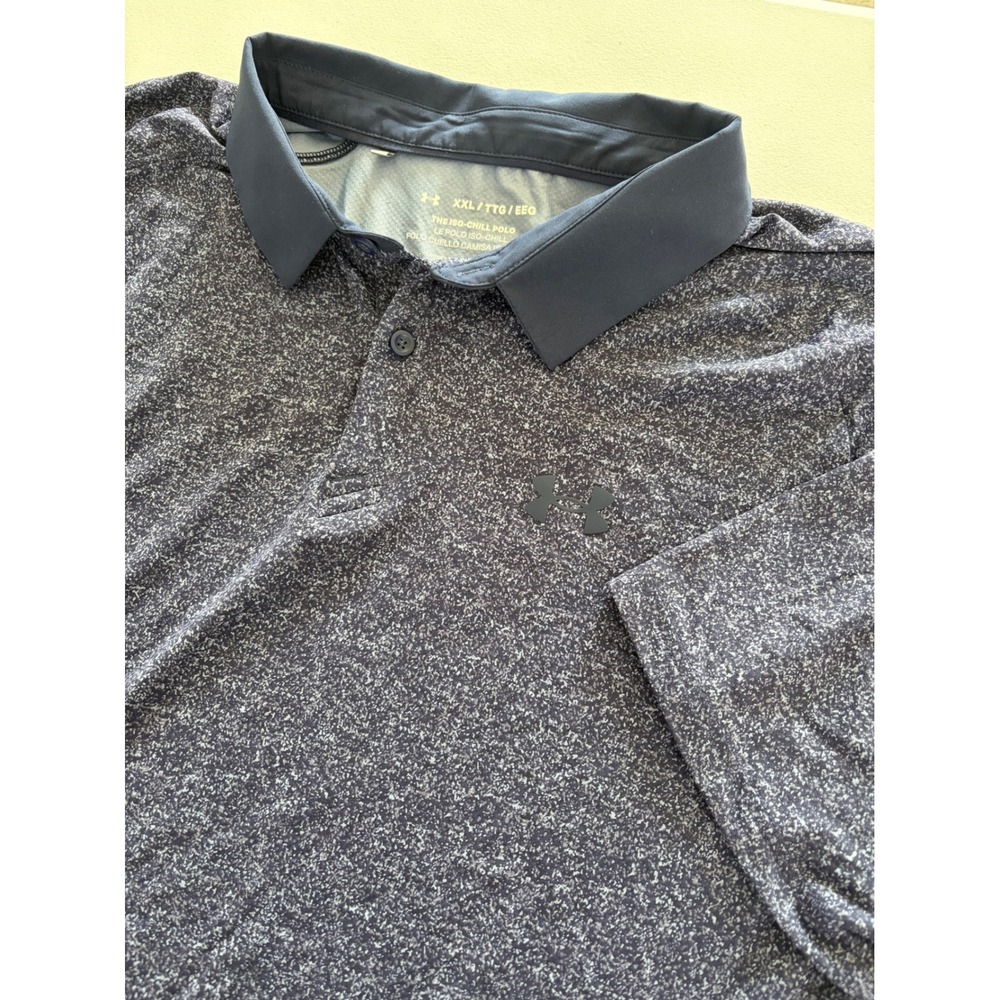 Under Armour Mens XXL Iso-Chill Polo Shirt Blue Speckled Golf Activewear Top